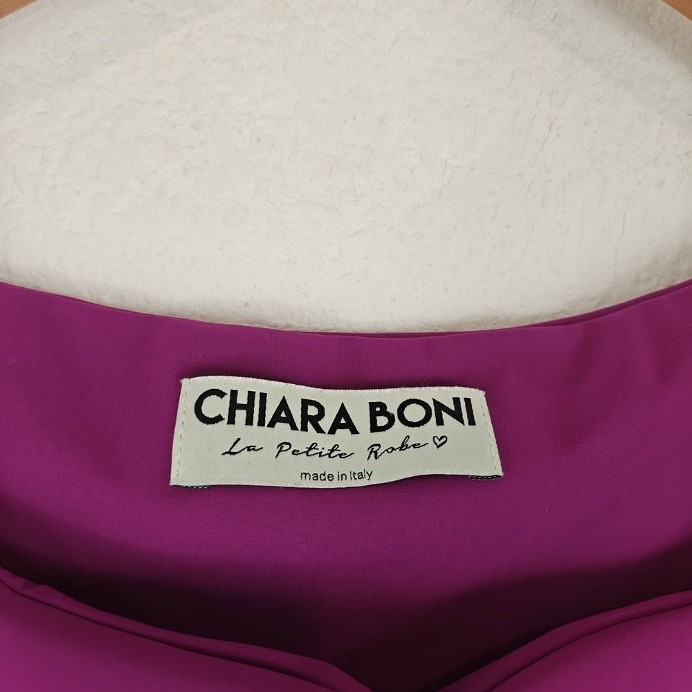 Chiara Boni La Petite Robe Magenta Ruched Sheath Dress 6 Luxury Stretch Cocktail - Picture 12 of 16
